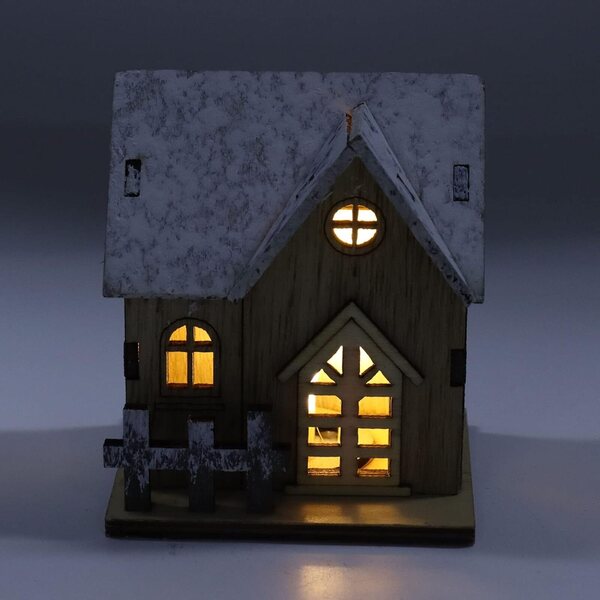 Puppenhaus aus Holz mit weihnachtlichen LEDs, Bausatz, Kreativspiel für Kinder