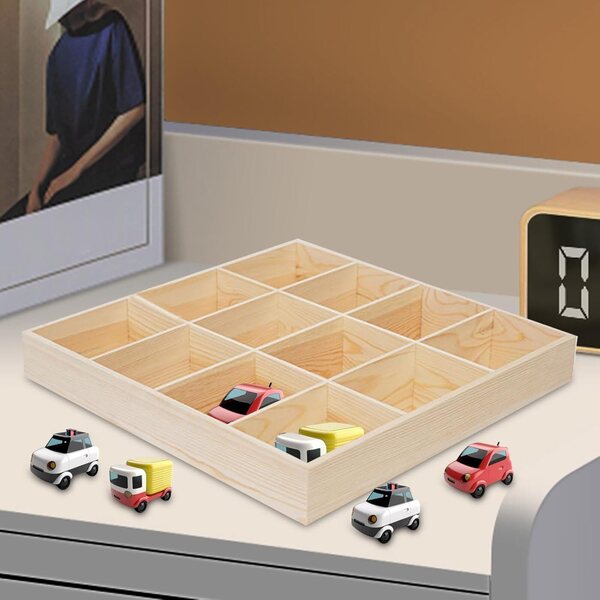 Wandschrank aus Holz für Sammlermodellautos, 12 Fächer