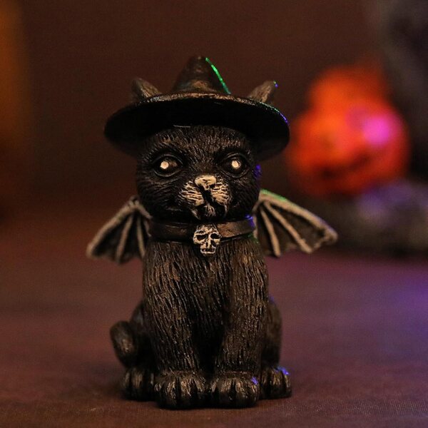 Set mit 6 Miniatur-Casa Embrujada-Halloween-Statuen aus Kunstharz – festliche Dekoration