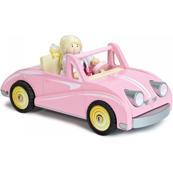 Le Toy Van Coupé von Chloé – Rosafarbenes Autoset mit Budkin-Puppe, bemaltes Holz