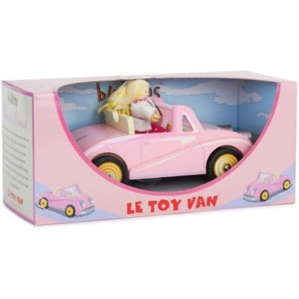 Le Toy Van Coupé von Chloé – Rosafarbenes Autoset mit Budkin-Puppe, bemaltes Holz