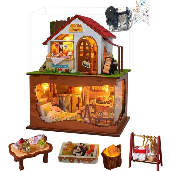 DIY 3D-Puppenhaus-Bausatz mit Lichtern und Musik für Halloween, mehrstöckig