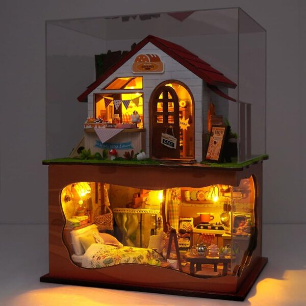 DIY 3D-Puppenhaus-Bausatz mit Lichtern und Musik für Halloween, mehrstöckig