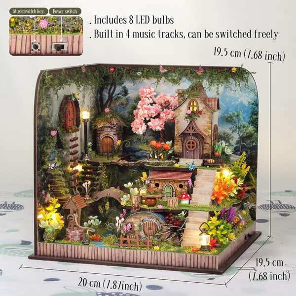 DIY-Puppenhaus-Bausatz mit Musik und LED, dekoratives 3D-Puzzle aus Holz