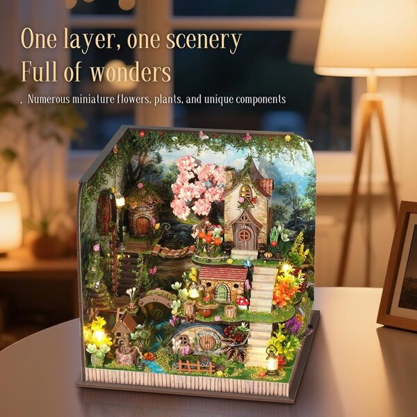 DIY-Puppenhaus-Bausatz mit Musik und LED, dekoratives 3D-Puzzle aus Holz