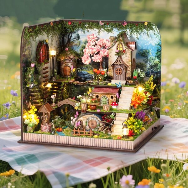 DIY-Puppenhaus-Bausatz mit Musik und LED, dekoratives 3D-Puzzle aus Holz