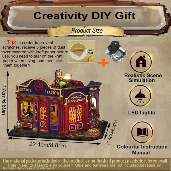 Kit Casa di Bambole Miniatura DIY con Mobili e Luci LED - Progetto Creativo in Legno