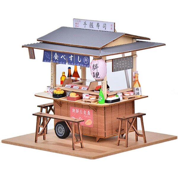 Kit casa bambola sushi giapponese in legno con LED, puzzle 3D per ragazzi 14+