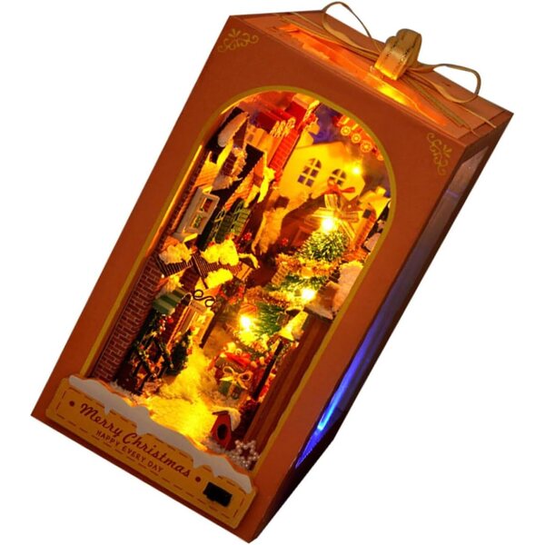 VICASKY Kit Casa in Legno da Assemblare DIY - Modello Vintage senza Batterie, Decorazione Natale