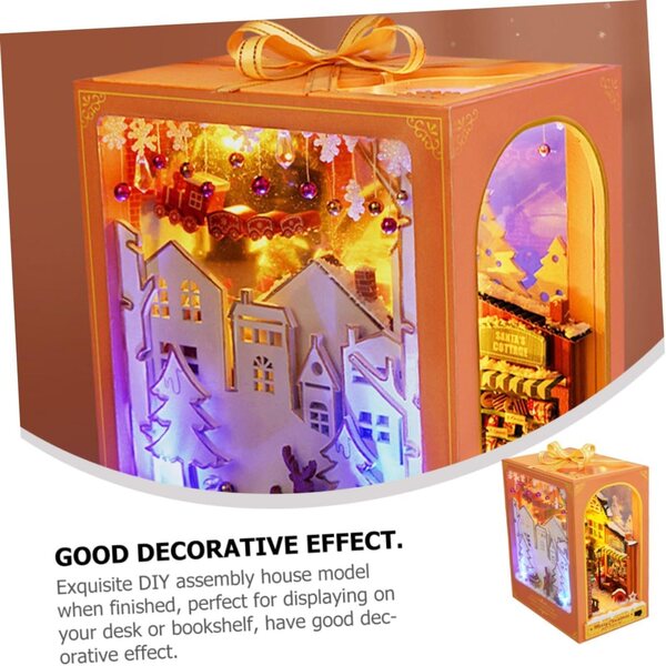 VICASKY Kit Casa in Legno da Assemblare DIY - Modello Vintage senza Batterie, Decorazione Natale