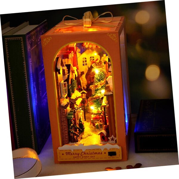 VICASKY Kit Casa in Legno da Assemblare DIY - Modello Vintage senza Batterie, Decorazione Natale