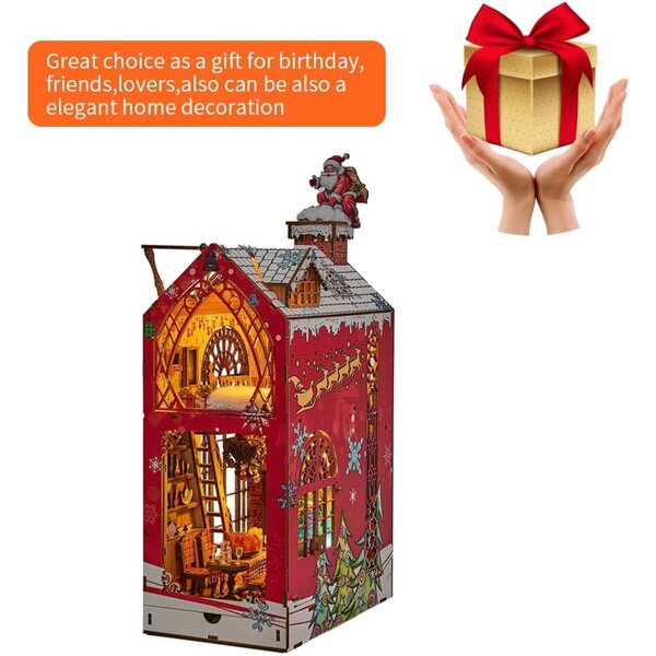 3D-Miniatur-Puppenhaus-Set „Winternacht Schnee“ mit LED-Lichtern und Schublade