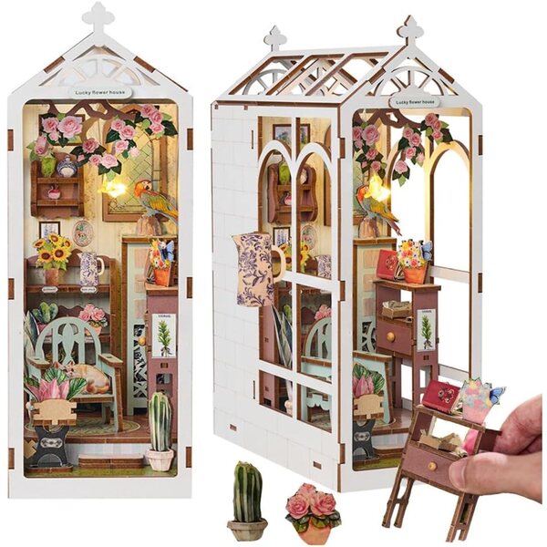3D-Miniaturhaus-Bausatz aus Holz mit LED-Leuchten – originelle Dekoration und Geschenk