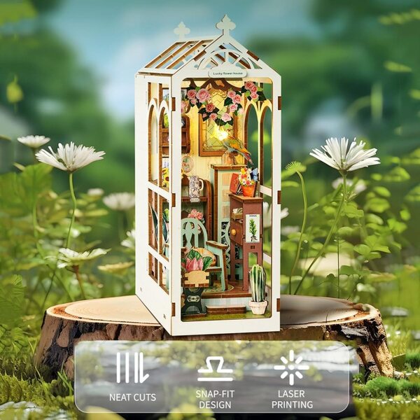 3D-Miniaturhaus-Bausatz aus Holz mit LED-Leuchten – originelle Dekoration und Geschenk