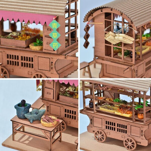 Japanischer Puppenhaus-Bausatz aus Holz mit Miniaturmöbeln – DIY 3D