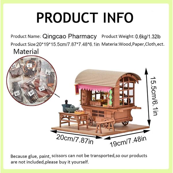 Japanischer Puppenhaus-Bausatz aus Holz mit Miniaturmöbeln – DIY 3D