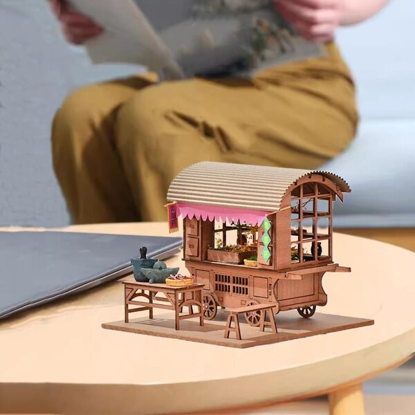 Japanischer Puppenhaus-Bausatz aus Holz mit Miniaturmöbeln – DIY 3D
