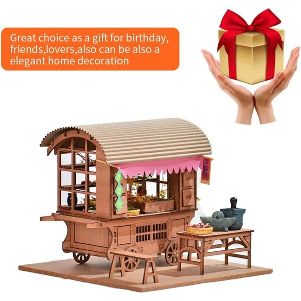 Japanischer Puppenhaus-Bausatz aus Holz mit Miniaturmöbeln – DIY 3D