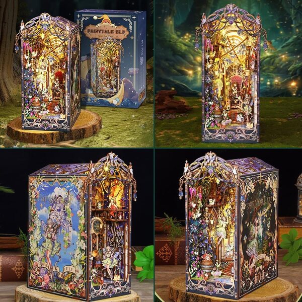3D-Wald-Puppenhaus-Bausatz mit LED-Licht – DIY-Holzpuzzle für Erwachsene und originelles Geschenk
