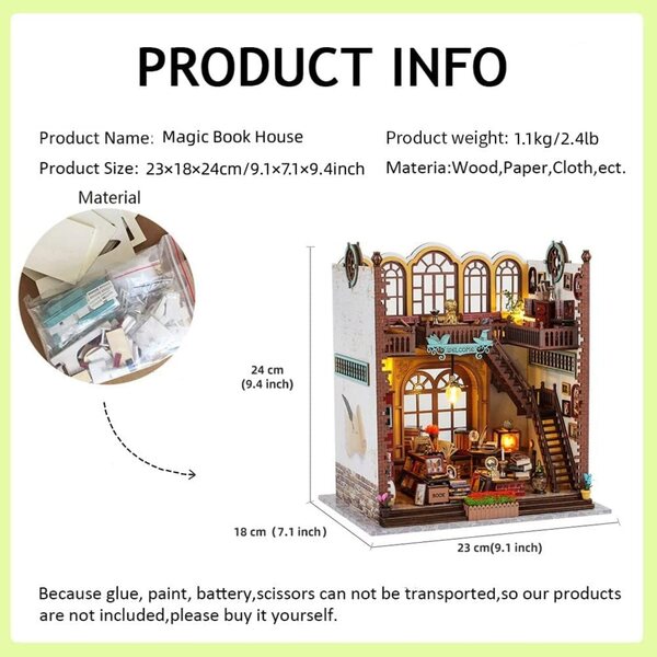 3D-Miniaturhaus-Bausatz mit LEDs im Maßstab 1:24 – kreative Geschenkidee für Erwachsene und Kinder