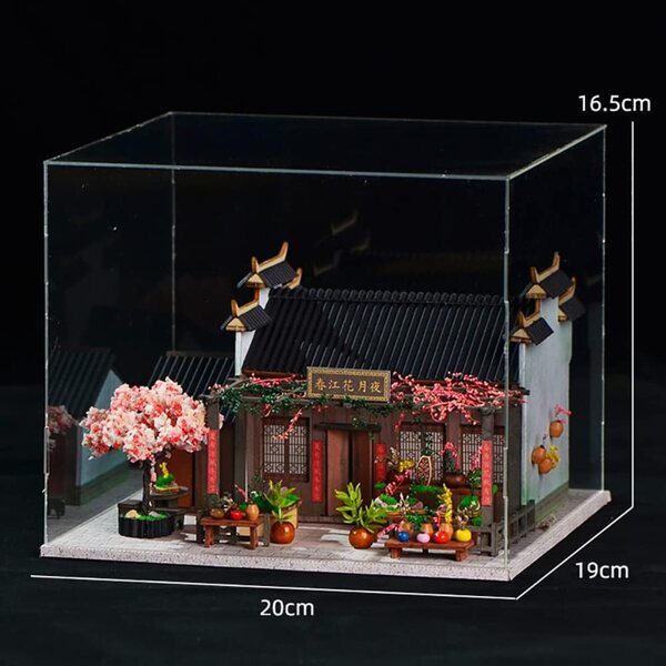DIY-Miniatur-Puppenhaus-Bausatz mit LED-Leuchten und Holzmöbeln als kreatives Geschenk