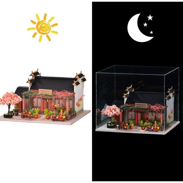DIY-Miniatur-Puppenhaus-Bausatz mit LED-Leuchten und Holzmöbeln als kreatives Geschenk