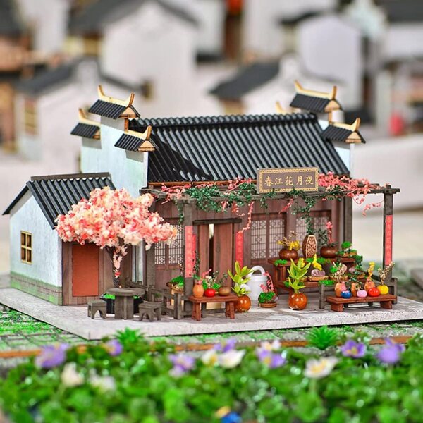 DIY-Miniatur-Puppenhaus-Bausatz mit LED-Leuchten und Holzmöbeln als kreatives Geschenk