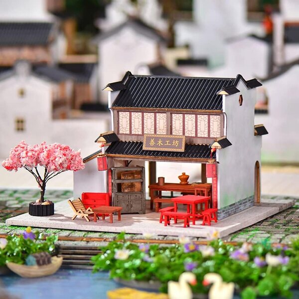 DIY Miniatur-Puppenhaus-Bausatz aus Holz mit LED und Möbeln, kreatives Valentinstagsgeschenk