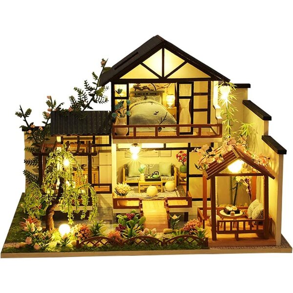 Casa delle bambole 3D stile cinese con LED e movimento musicale Kit fai da te