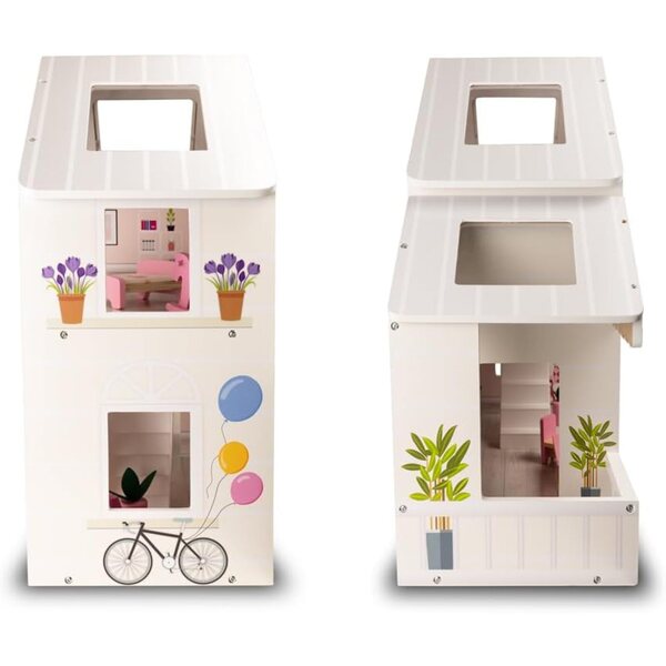 Grande Casa delle Bambole in Legno con Solarium e Accessori - Gioco Educativo per Bambine 3+