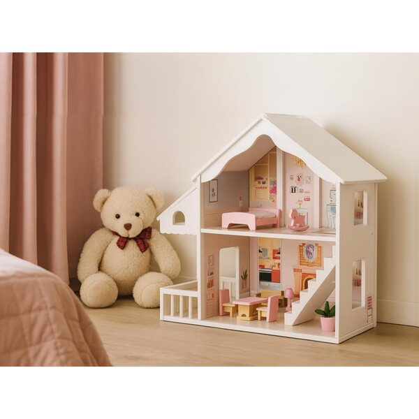 Grande Casa delle Bambole in Legno con Solarium e Accessori - Gioco Educativo per Bambine 3+