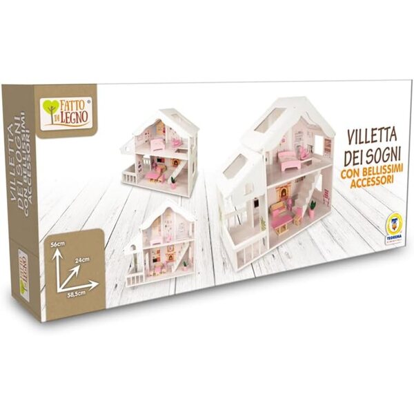 Grande Casa delle Bambole in Legno con Solarium e Accessori - Gioco Educativo per Bambine 3+