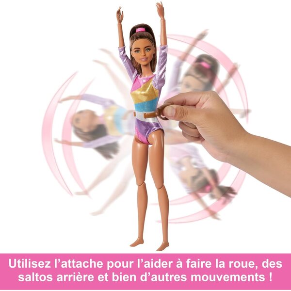 Barbie Ginnastica con Poutre, Accessori e Molletta in C per Movimenti Acrobatici