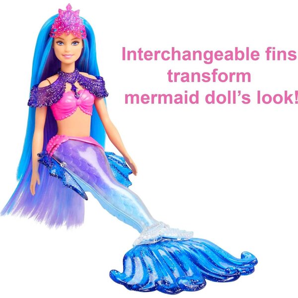 Barbie Mermaid Power Malibu mit Meerjungfrau, Nagoires und austauschbarem Zubehör