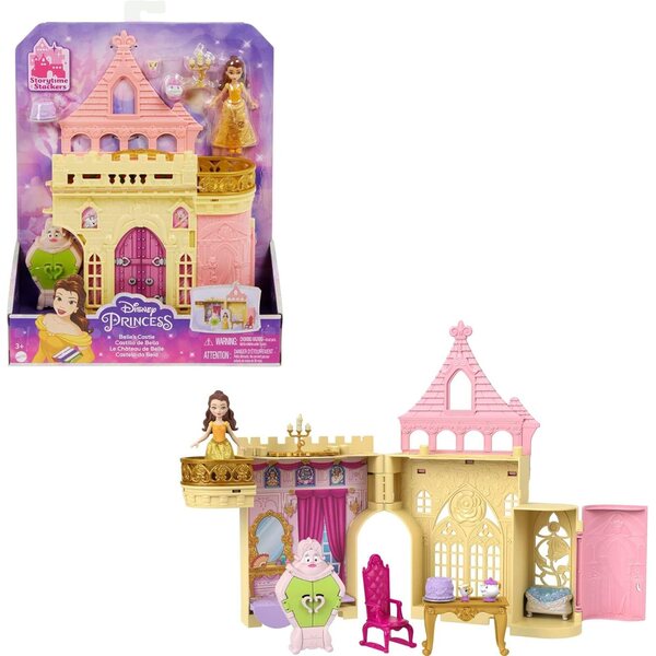 Mattel Disney Belles Schloss mit Minipuppe und 8 Spielen, Spielhaus für Kinder ab 3 Jahren