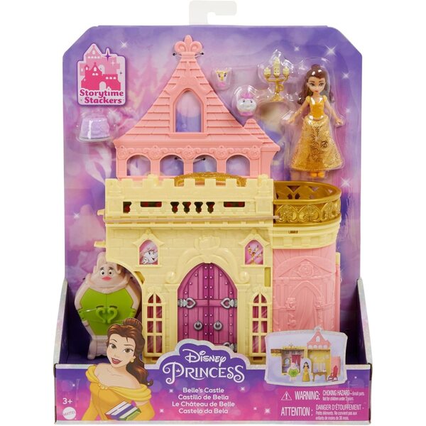 Mattel Disney Belles Schloss mit Minipuppe und 8 Spielen, Spielhaus für Kinder ab 3 Jahren