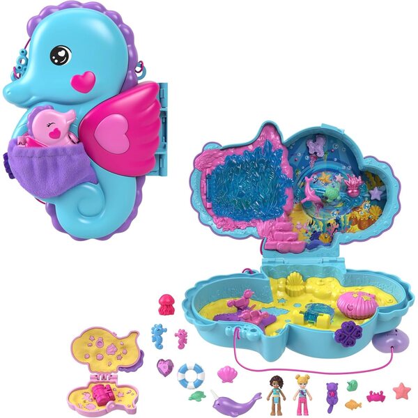 Polly Pocket Sac überrascht Hippocampe Papa et Moi mit Minifiguren und 13 Zubehörteilen