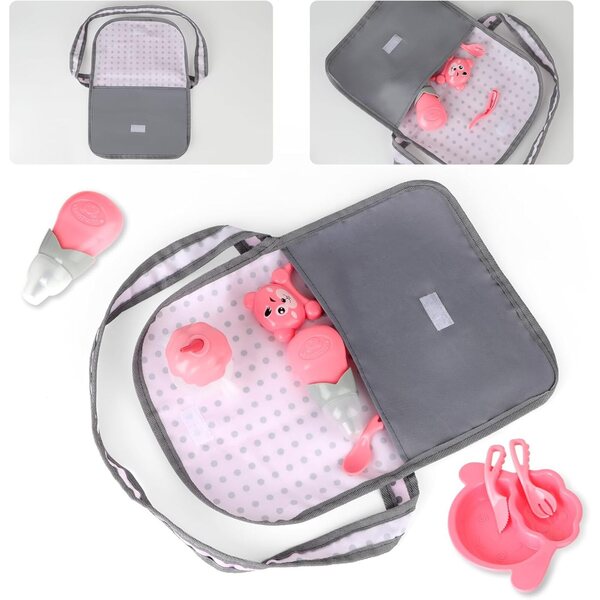 Komplettes Spielset mit Kinderwagen, Kinderbett und Zubehör für Puppen, ideal für Kinder