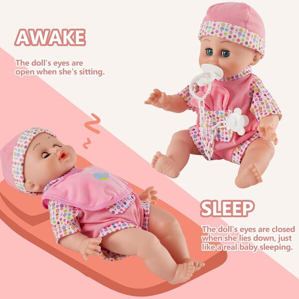 HERSITY Bambolotto Bebè Qui Parle 33cm con Kit Medico e Accessori per Gioco di Ruolo Bambini