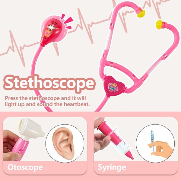 HERSITY Bambolotto Bebè Qui Parle 33cm con Kit Medico e Accessori per Gioco di Ruolo Bambini