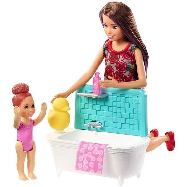 Barbie Skipper Babysitter mit Babymädchen und Badezubehör