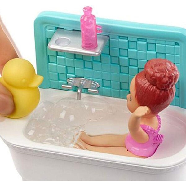 Barbie Skipper Babysitter mit Babymädchen und Badezubehör