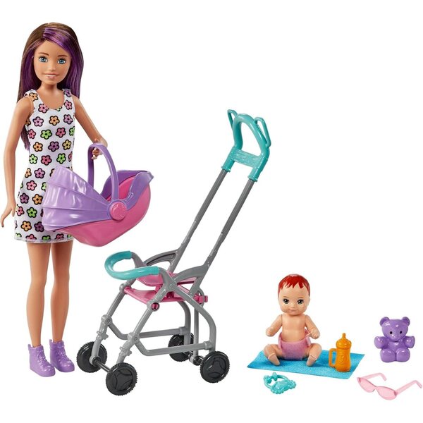 Barbie Skipper Babysitter mit Puppen, Poussette und Zubehör für Kinder ab 3 Jahren