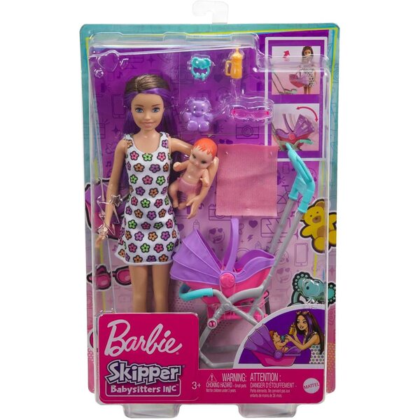 Barbie Skipper Babysitter mit Puppen, Poussette und Zubehör für Kinder ab 3 Jahren