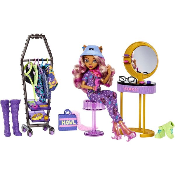 Monster High Studio De Mode Clawdeen Wolf Box-Set mit über 20 Puppen-Modeaccessoires
