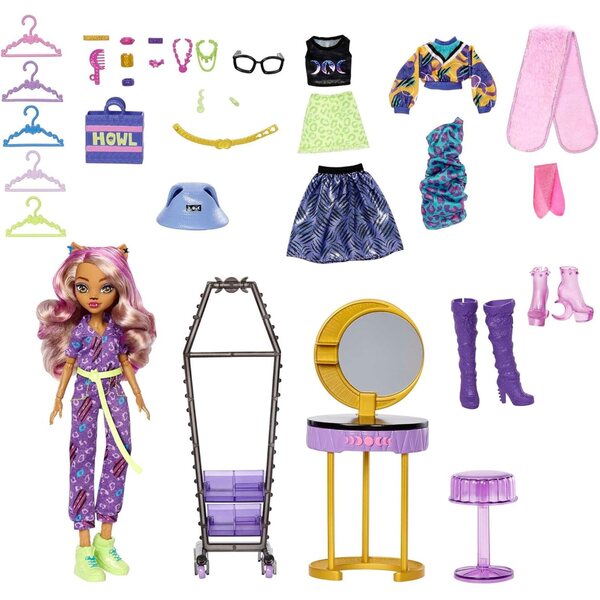 Monster High Studio De Mode Clawdeen Wolf Box-Set mit über 20 Puppen-Modeaccessoires