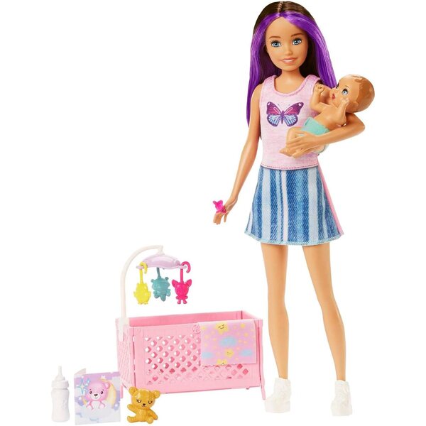 Barbie Skipper Babysitter mit Wiege, Puppenzubehör, Spiel für Kinder ab 3 Jahren