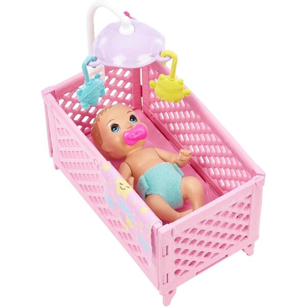 Barbie Skipper Babysitter mit Wiege, Puppenzubehör, Spiel für Kinder ab 3 Jahren