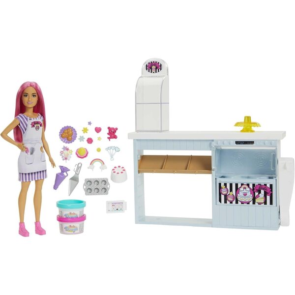 Barbie Pâtissière con Pasticceria, bambole 30 cm e 20+ Accessori per Bambini 3+