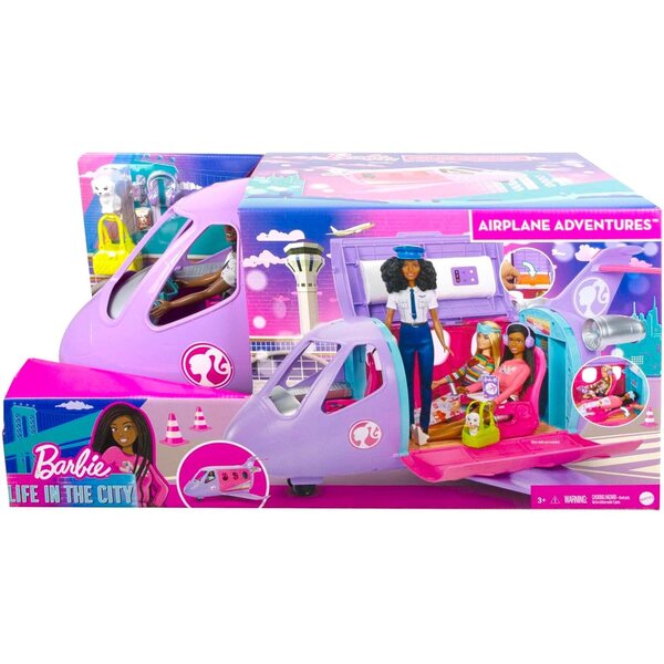 Barbie-Pilotin mit Privatjet und 15 Accessoires zum Thema Reisen für Kinder ab 3 Jahren